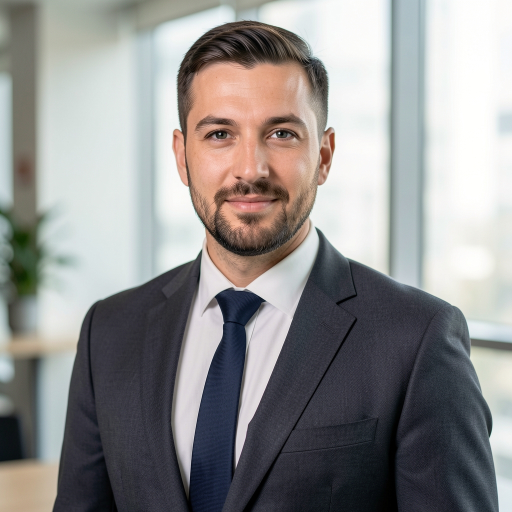 Luka Šimić, globalni tržišni strateg, muškarac u tridesetim s bradom u suvremenom poslovnom stilu, portretna fotografija